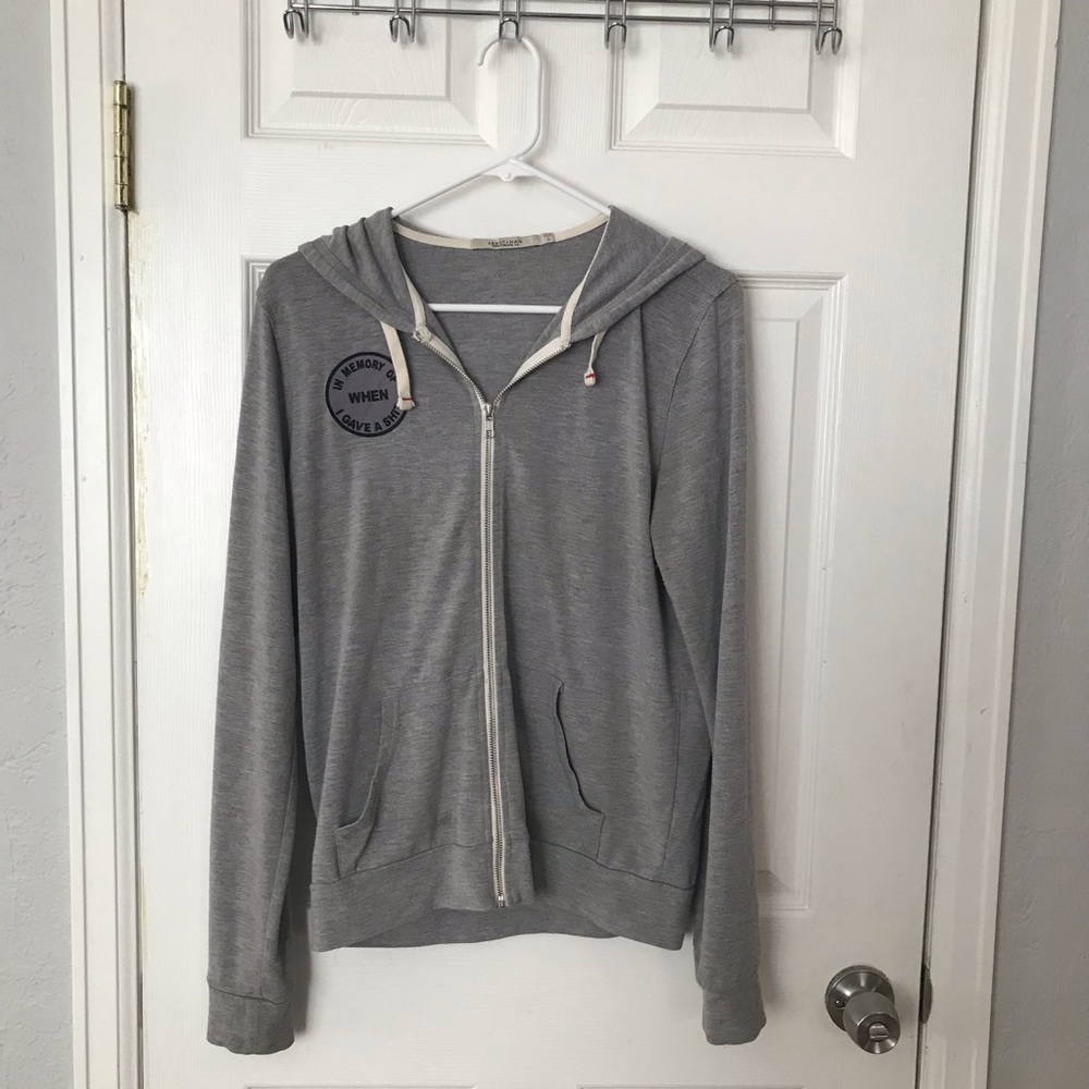‘In memory of when I gave a shit’ zip up sweater